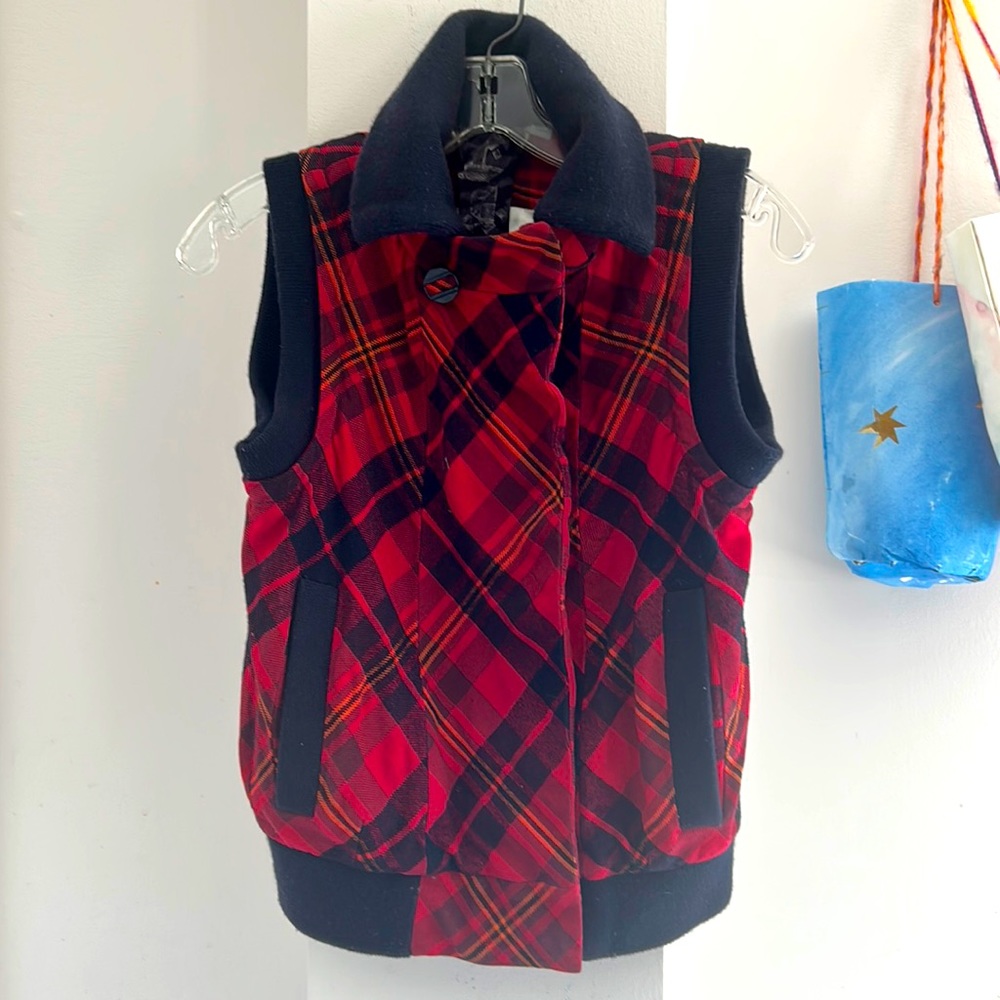 LAMB plaid wool vest.